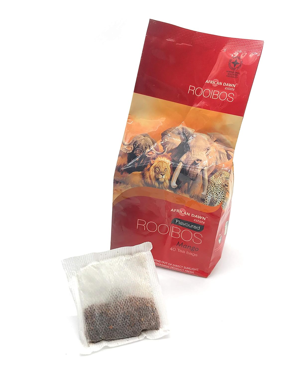 African Dawn Rooibos Tea 40 Tagless Bags 3.5 oz (Mango