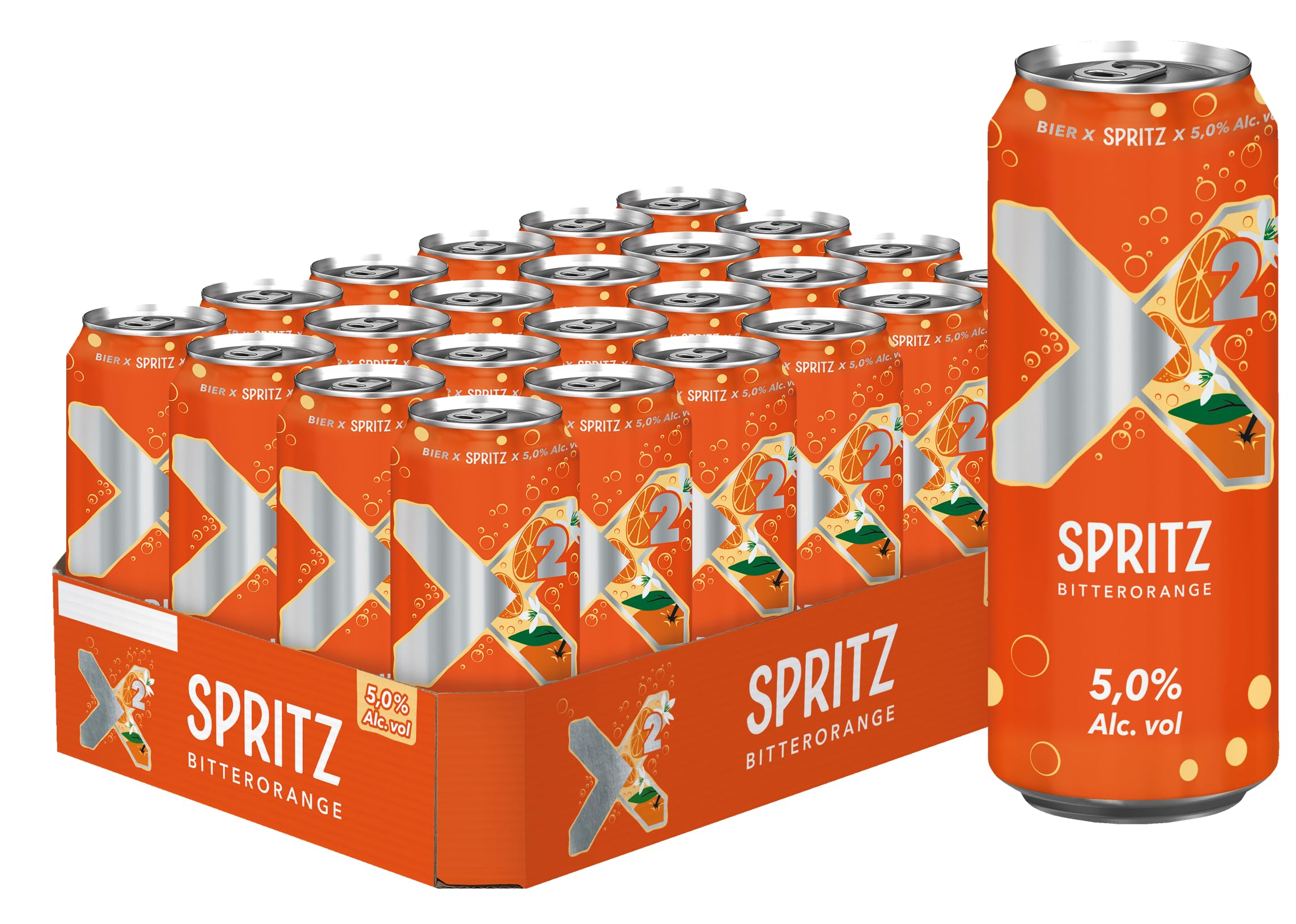 X QUADRAT® - X²Spritz - Biermix mit Bitterorangen-Geschmack - Dosen-Bier (24x0,5L)