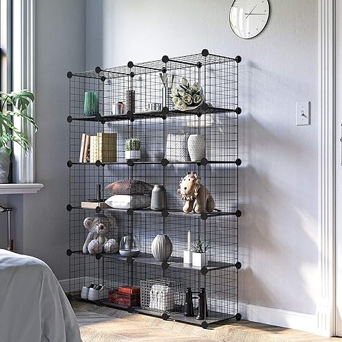 Miniatura 2 de TUMUCUTE - Organizador de almacenamiento con cubos de alambre, estantes metálicos con 9 cubos, organizador modular y apilable para dormitorio, sala