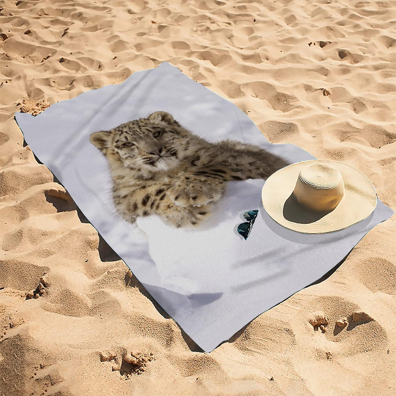 Serviette De Plage Léopard 70x140 Cm - Microfibre Absorbante, Séchage Rapide, Sans Sable