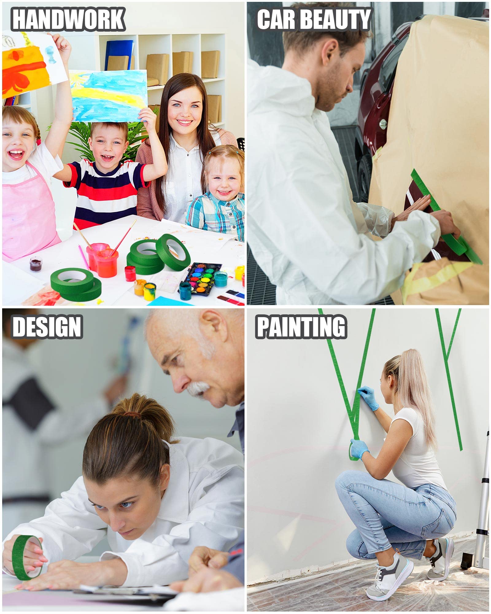 20 rotoli di nastro adesivo per pittori sfusi da 1 pollice x 55 m, nastro di pittura per uso generale, nastro adesivo rimovibile, nastro di carta multisuperficie per pittura