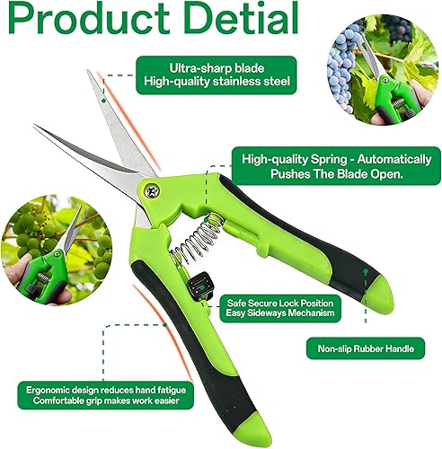 Miniatura 6 de Juego de 5 herramientas de jardín de acero de hierro lacado sólido verde reutilizable y duradero con pala, rastrillo, pala y tijeras de plantas de