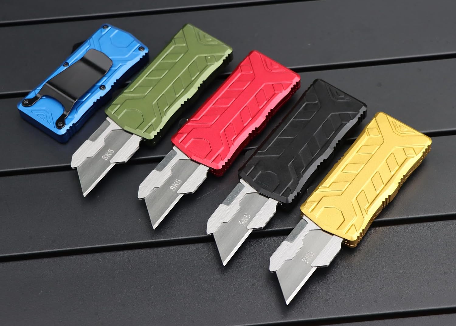 RU33 Retractable Utility Knife, 3 Inch Aluminum Handle with Pocket Clip, 5pcs SK5 Replacement Carbon Steel Blades, EDC Precision Craft Box Cutter Knife For Office Home Arts (Green)