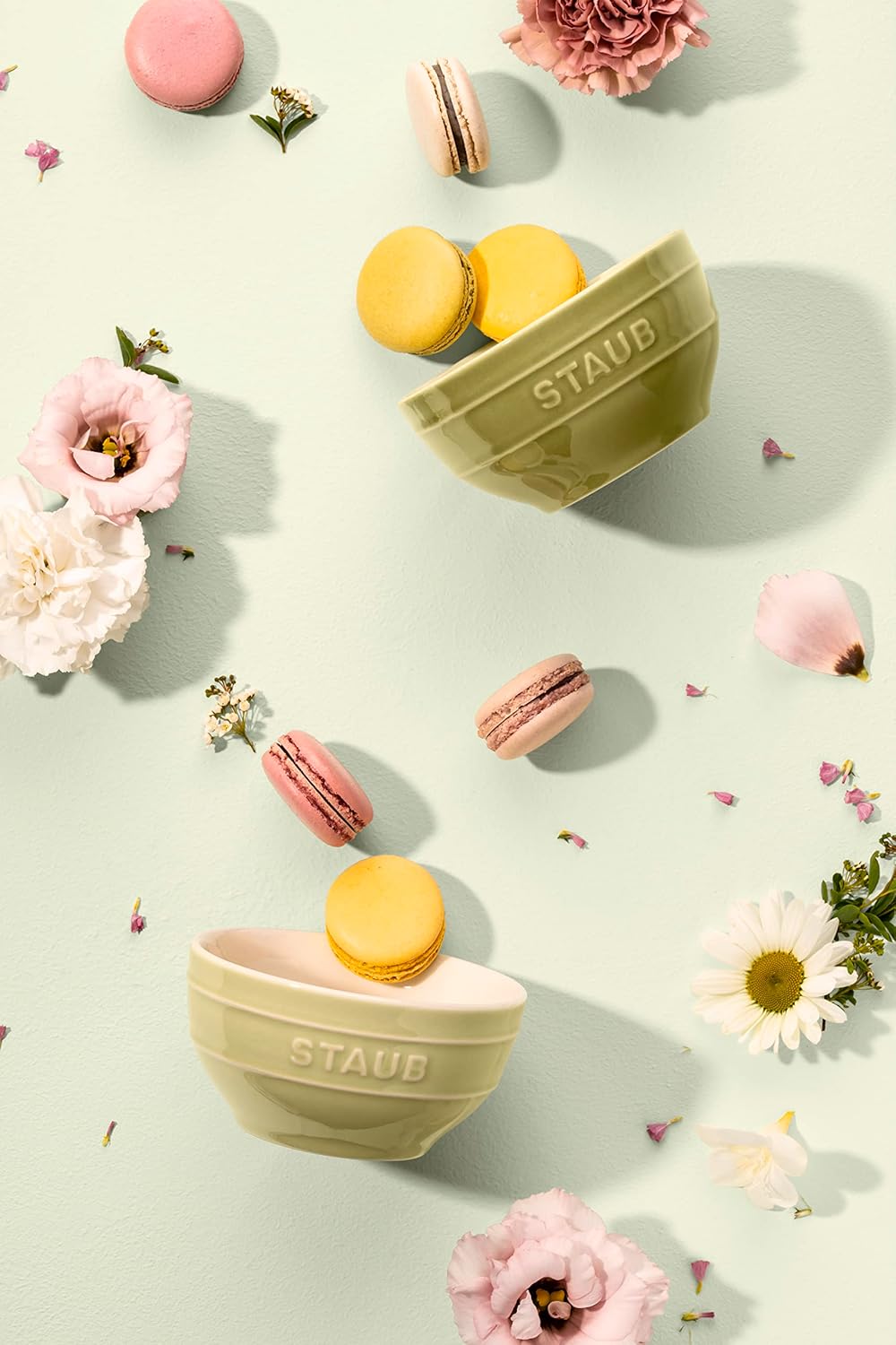 Staub Ceramic Bowl, 4.7 inches (12 cm), Set of 2, Macaron Green, Microwave Safe