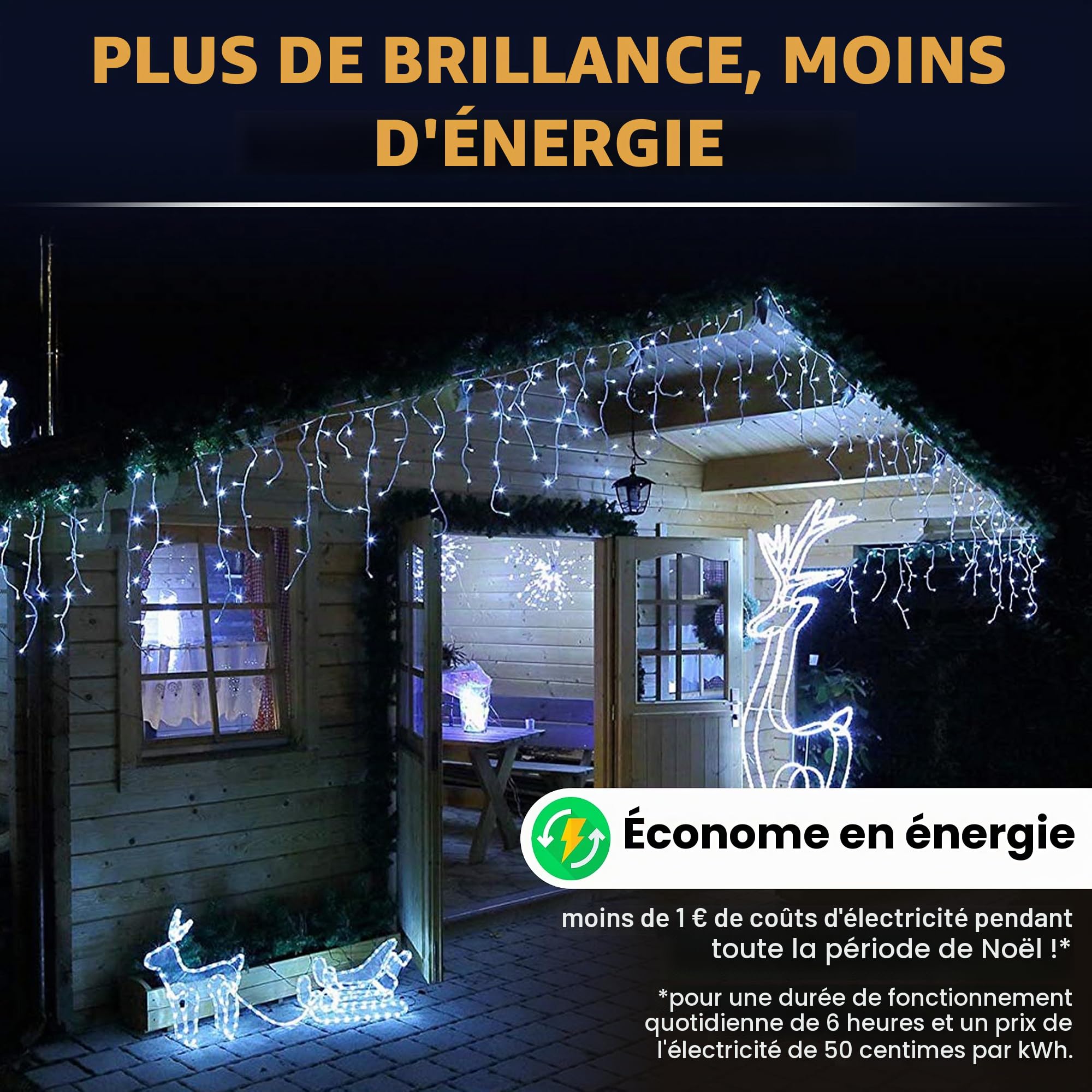 Gartenpirat Rideau lumineux - Guirlande lumineuse de Noël 24 m avec 960 LED blanc froid