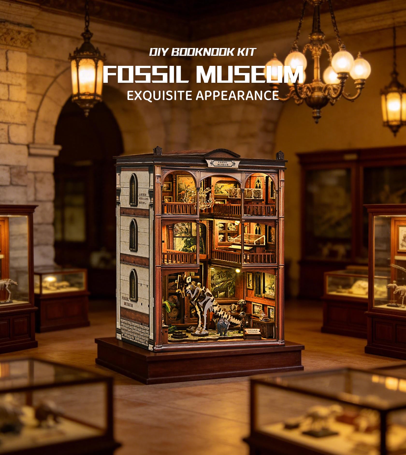 Roroom Rompecabezas 3D para adultos, kit mágico de rincón de libro con luz LED, kit de casa en miniatura de madera para decoración de estanterías, manualidades creativas para familiares y amigos