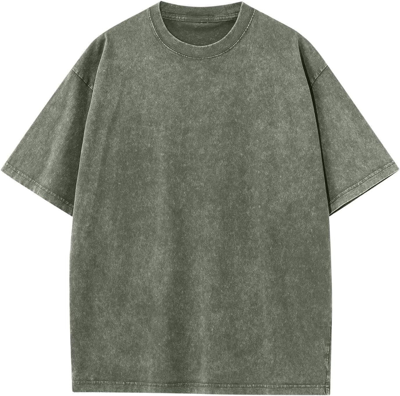 Mens Shirts Heavy Cotton Short Sleeve Basic Top Summer Solid Color Crew Neck T Shirts Oversized Casual Loose Shirt