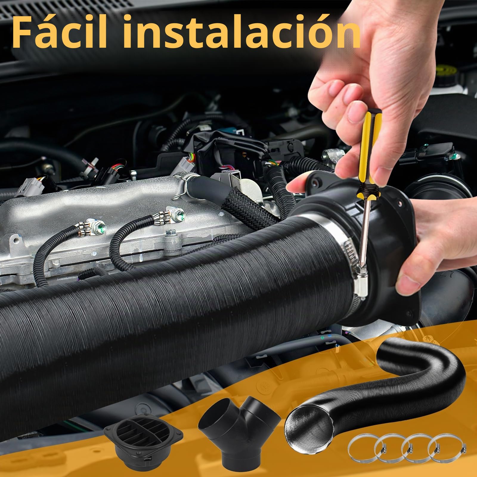 75mm Set de Accesorios para Calefacción Diesel,Accesorios para Calefacción de Estacionamiento Diésel,Tubo de Ventilación Manguera de Ventilación Accesori para Calefacción de Estacionamiento