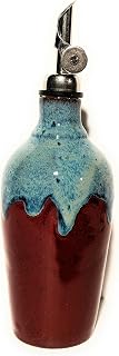 Small Oil or Vinegar Bottle in Red Firebrick with Blue highlights