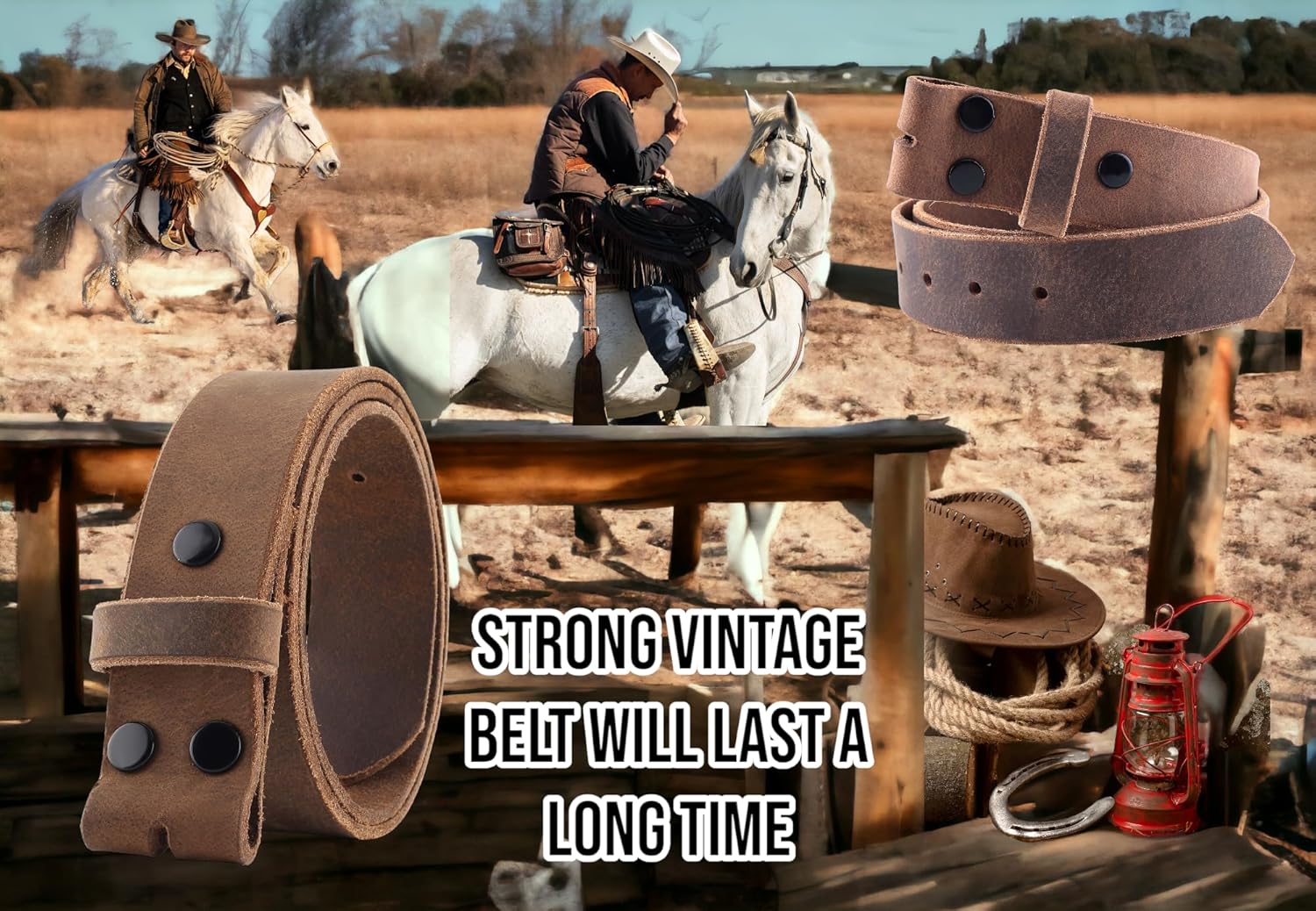 F&L CLASSIC Belt for buckle men Snap on Strap Full Grain One Piece Leather no buckle,1 1/2" Wide, USA - Image 6