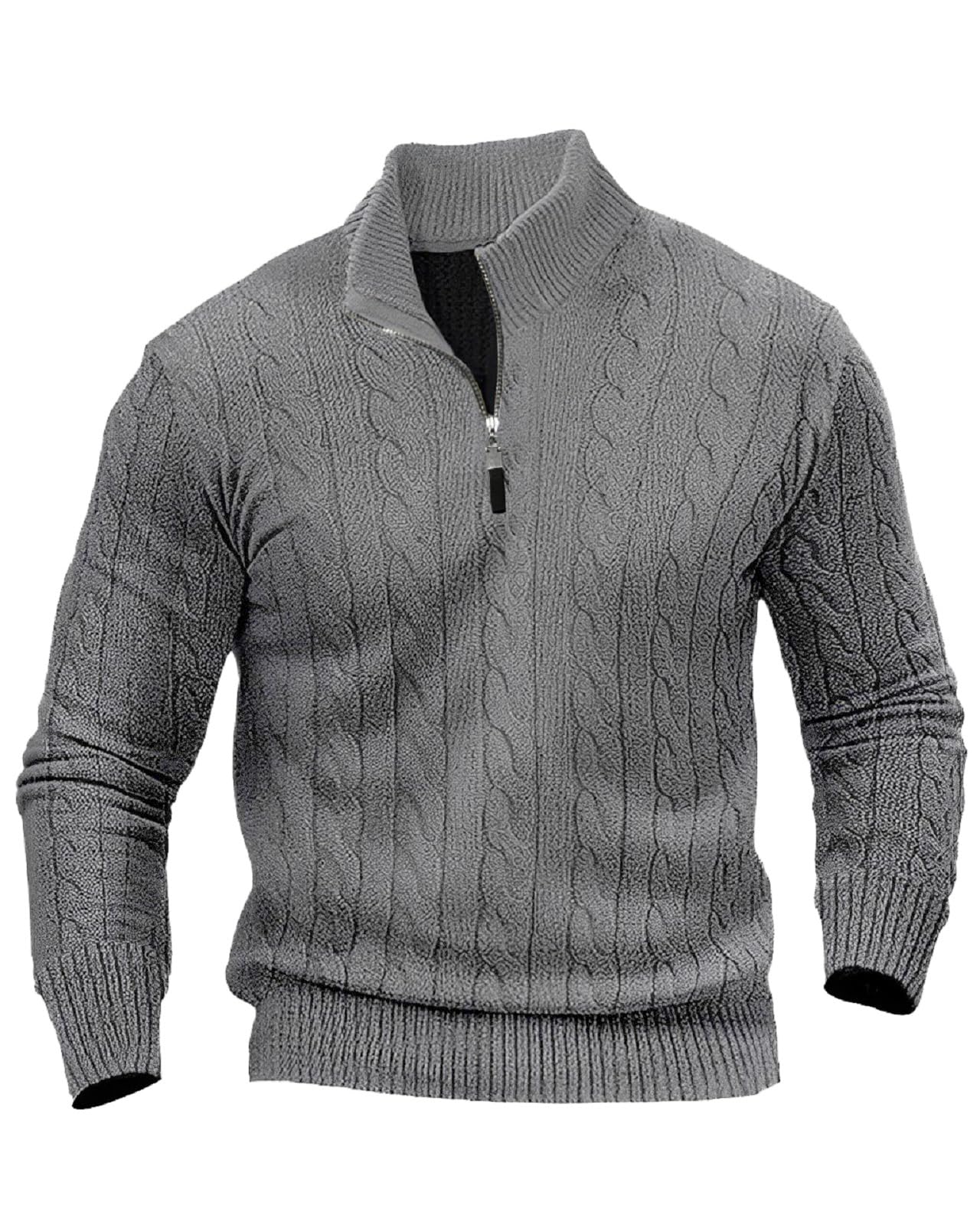 LAOARA Maglione Uomo Invernale Maglioncino Pullover Collo Alto con Zip Manica Lunga Maglioni M-3XL