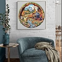 Vista 2 de KAAYEE Rompecabezas de madera para adultos, efecto visual 3D, perros que corren contra trenes, rompecabezas de madera de forma única, rompecabezas