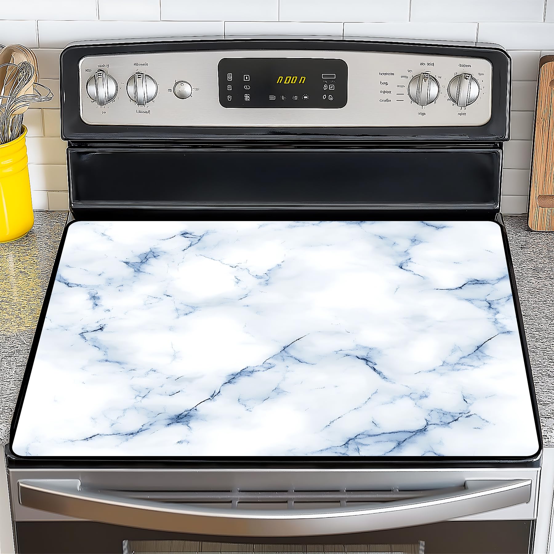 Stove Top Cover for Electric Stove,Glass Stove Top Cover, Heat Resistant Glass Cooktop Cover, Stovetop Protector, Kitchen Decor, Dish Drying Mats Cover for Ceramic Washer Top 28.5x20.5 inch
