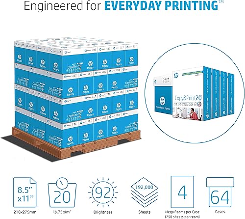 Miniatura 24 de HP - Papel para impresora Copy&Print20 de 8.5 x 11, de 20 libras. Caja con 10 resmas 5,000 hojas brillantez 92. Fabricado en los Estados Unidos.