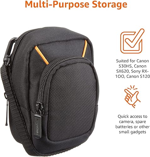 Miniatura 5 de Tienda Basics Funda grande para cámara de apuntar y disparar, dimensión interior de 5.2 x 3.2 x 1 pulgadas, negro, sólido