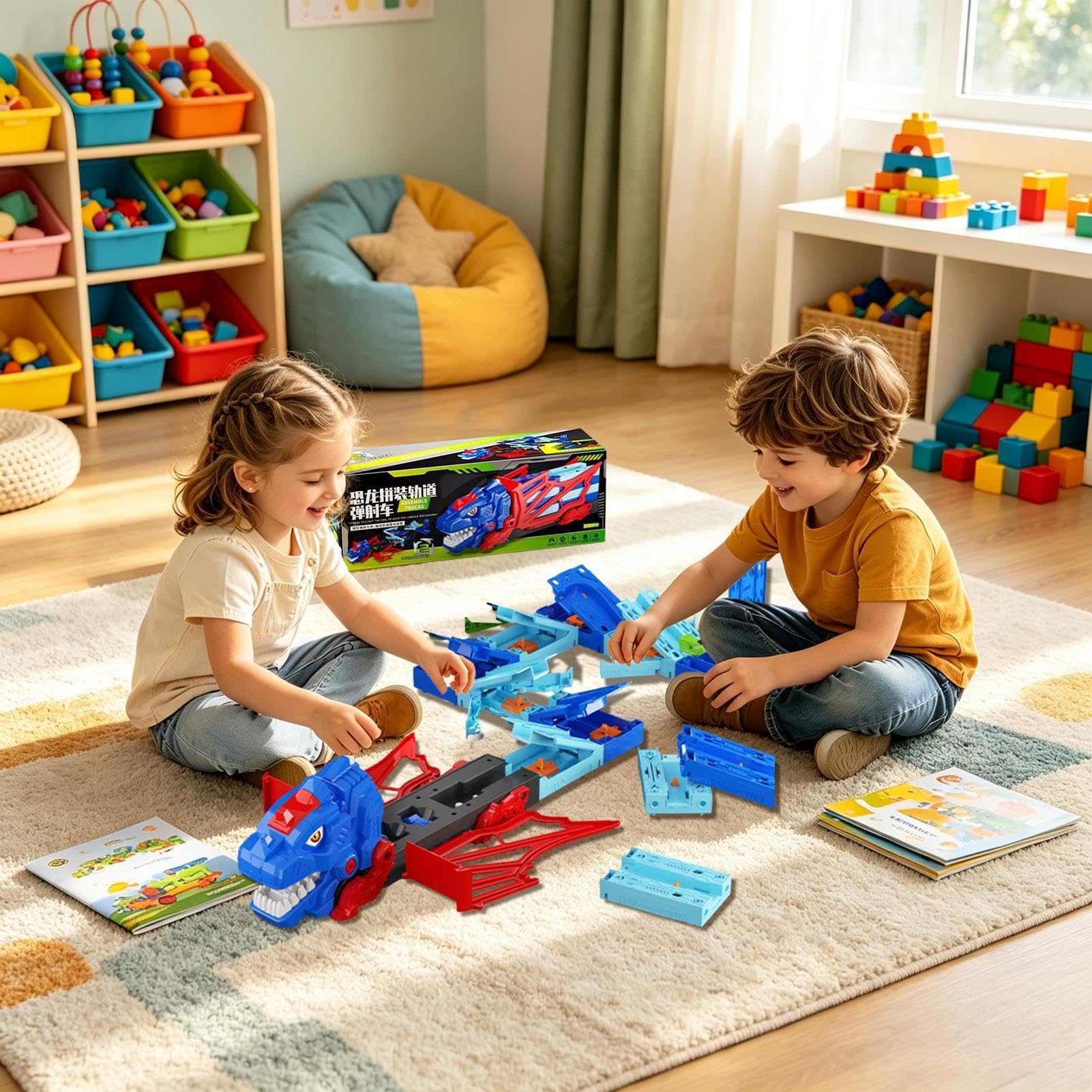 Pista Auto Dinosauri Da Corsa Set di Educativo Interattivo con Veicoli | Set Di Pista Da Corsa Dinosauri Per Bambini E Bambine Interno Esterno Prescuola Asilo Viaggio Compleanno