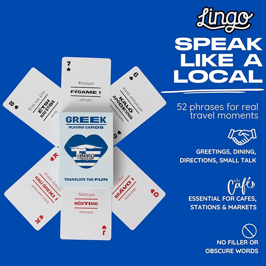 Amazon.com: Greek Lingo Playing Cards | Travel Flashcards