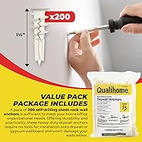 Vista 5 de Qualihome Anclajes autoperforantes para paneles de yeso – Anclajes de plástico para paneles de yeso, paneles de yeso, chapa – Anclajes de tornillo