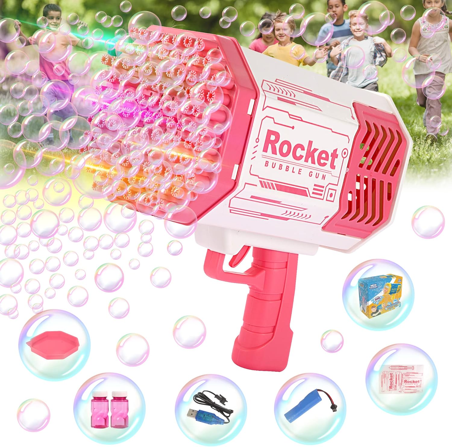 Upgraded Bubble Machine Gun,Bubble Maker,69 Holes Bubble