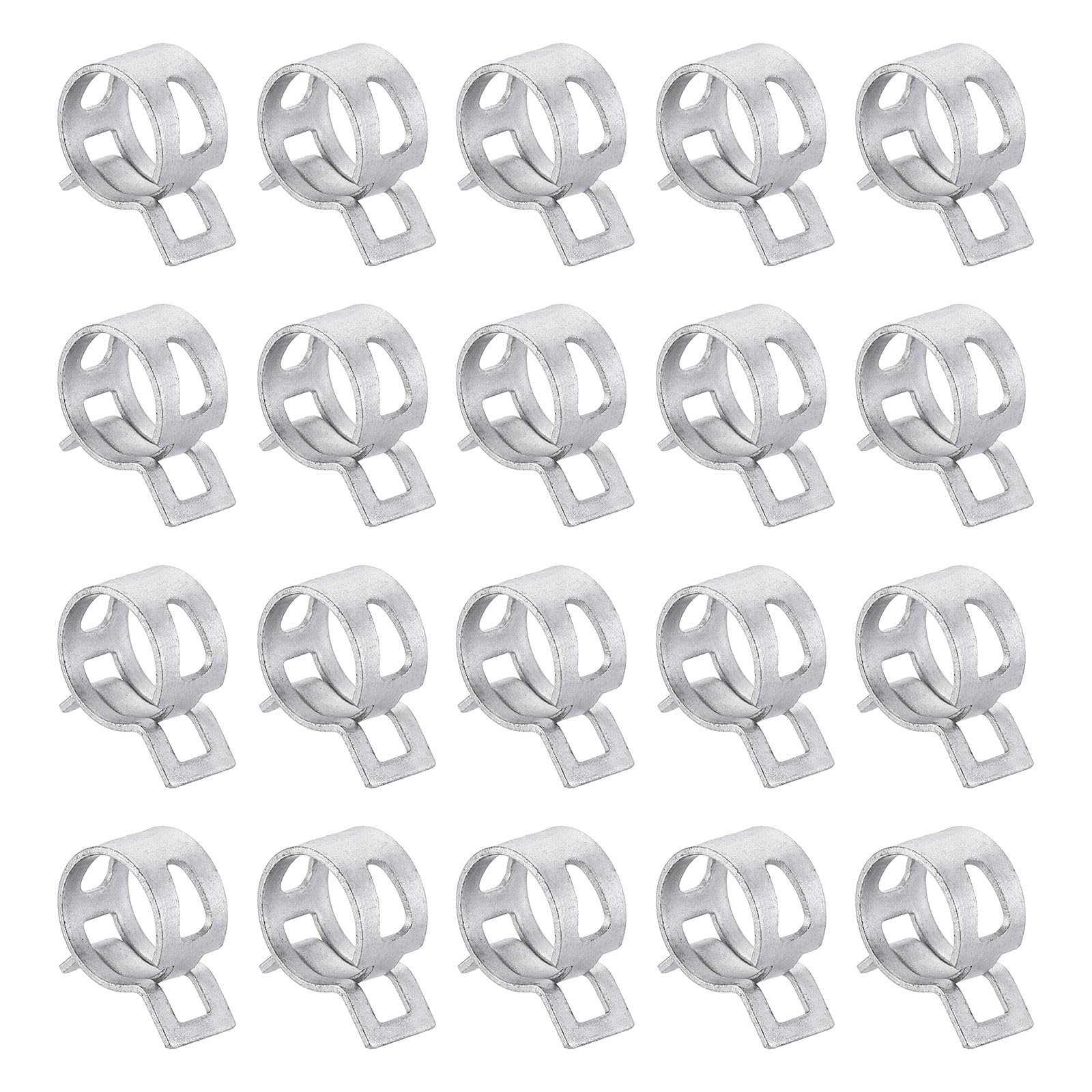 sourcing map 20pcs Spring Band Type Hose Clamps 14mm Fuel Line Hose Spring Clip Silicone Vacuum Hose Pipe Clamp Low Pressure Tube Clip Fastener, Silver
