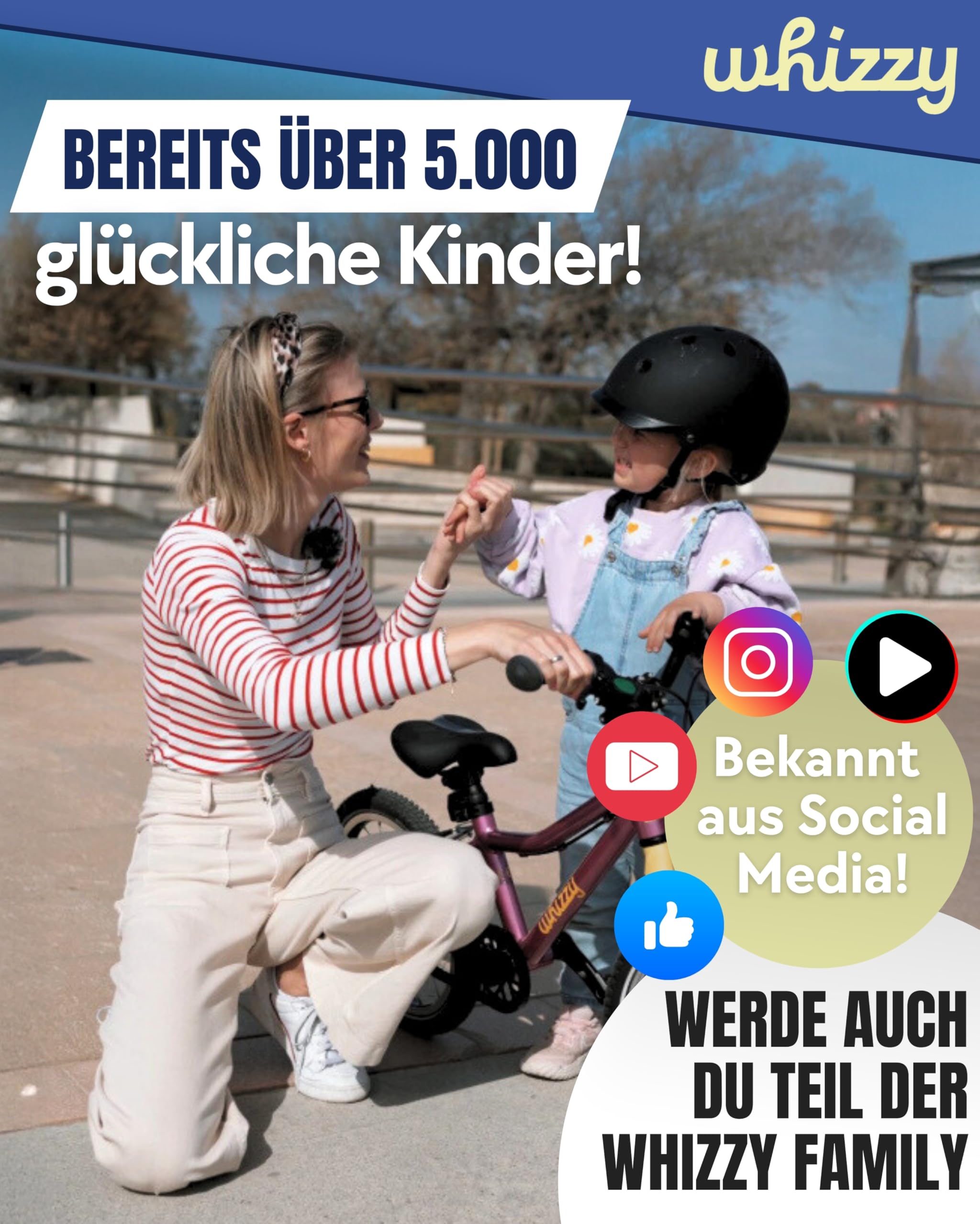 whizzy JuniorCruiser Kinderfahrrad 16 Zoll I Stilvolles Fahrrad für Kinder ab 3,5 Jahren I Höhenverstellbares Mädchen- & Jungen-Fahrrad I 6,5 kg leichtes Mountainbike mit ergonomischem Sattel