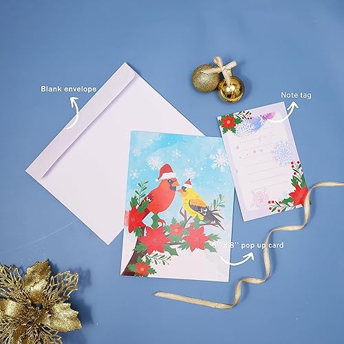 Miniatura 4 de Tarjeta de felicitación emergente 3D de amor de pájaro cardenal para Navidad, vacaciones, invierno, tarjeta de felicitación de vacaciones de 6 x 8