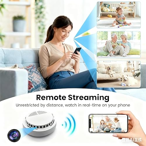 Miniatura 3 de LIZVIE Detector de humo manual de cámara oculta  Gran angular de 110, detección de movimiento, visión nocturna, 5000mAh y 2.4G WiFi hecho a mano,