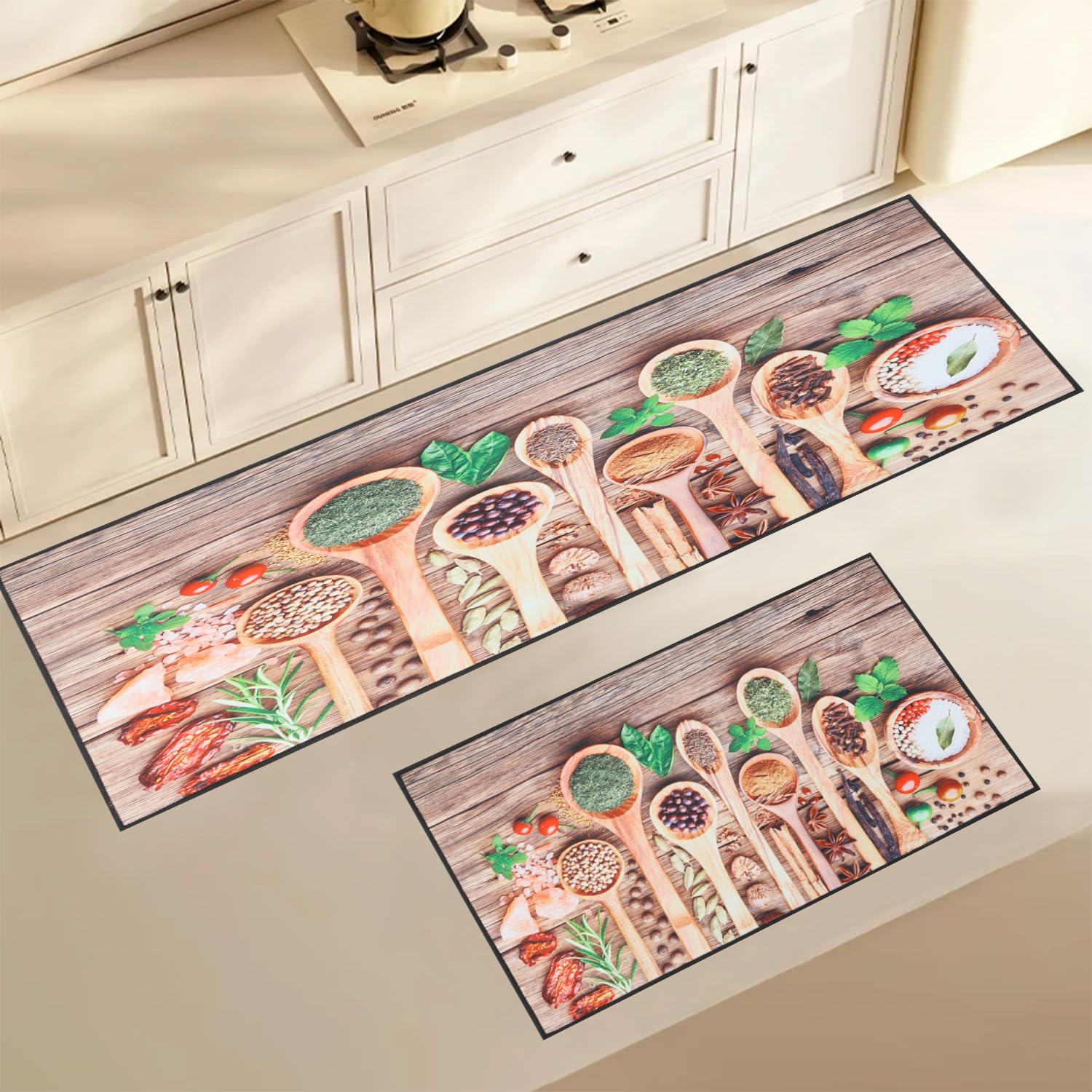 Freiesoldaten 2 Piezas Juegos de Tapetes de Cocina Antideslizante Set de Alfombras de Cocina Confort Alfombrillas Tapetes de Pie Traves de Cocina
