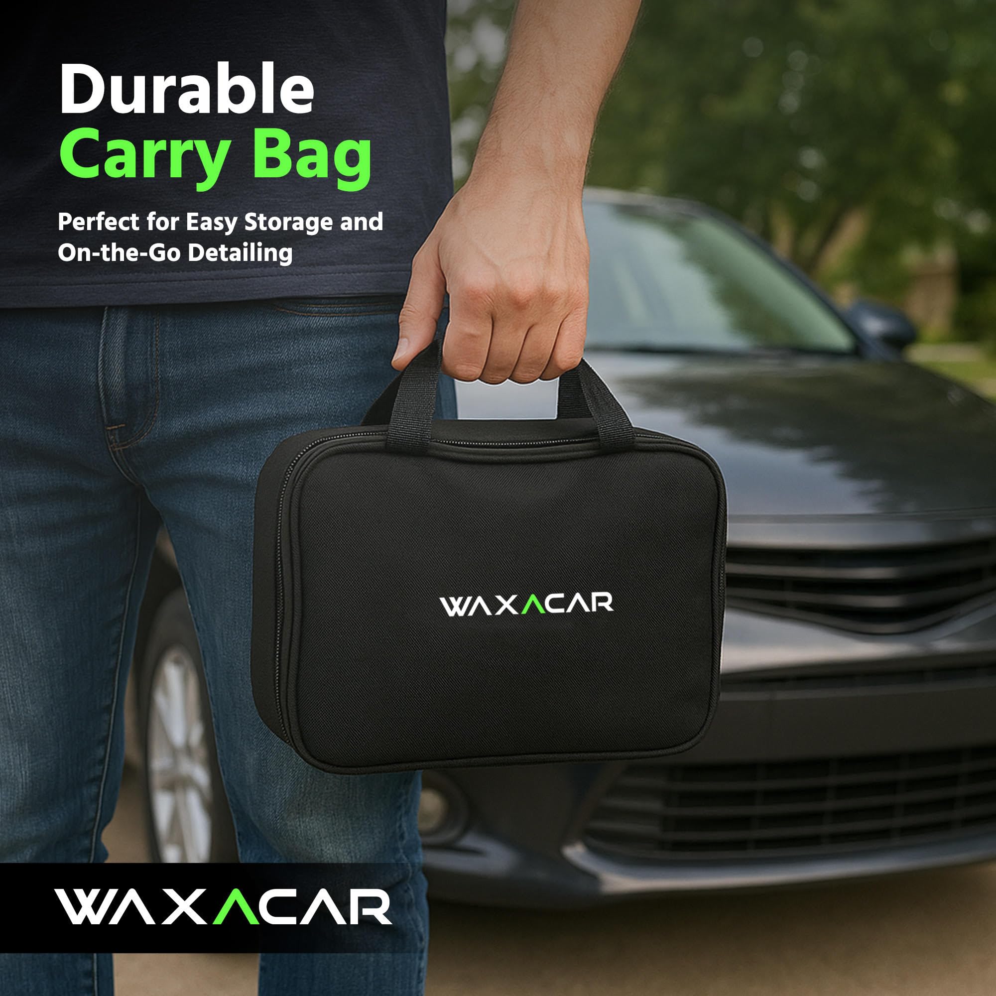 Mini kit de pulidora inalámbrica para coche con 2 ajustes de velocidad, juego de detalles de pulido de búfer alimentado por batería de 12 V, incluye espuma plana, papel de lija y almohadillas