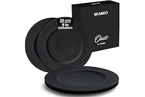 MIAMIO 9 Inch Ceramic Black Plates - A Fusion of Modern Design and Enduring Quality