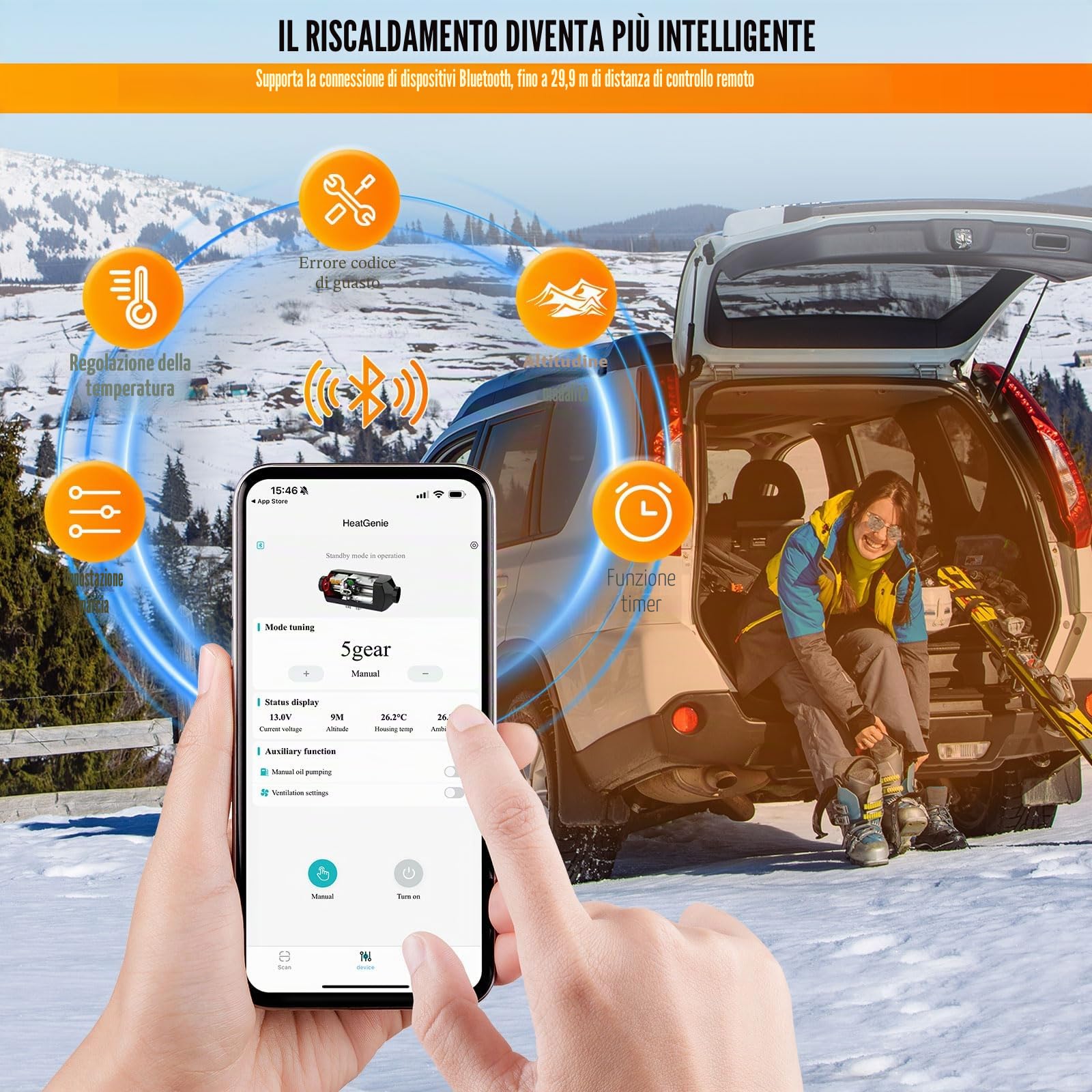 12V 24V 220V 8KW Riscaldatore Diesel da Parcheggio,all-in-One,Bluetooth APP Riscaldamento rapido LCD e Telecomando per Camper,Macchine,Camion,Autobus