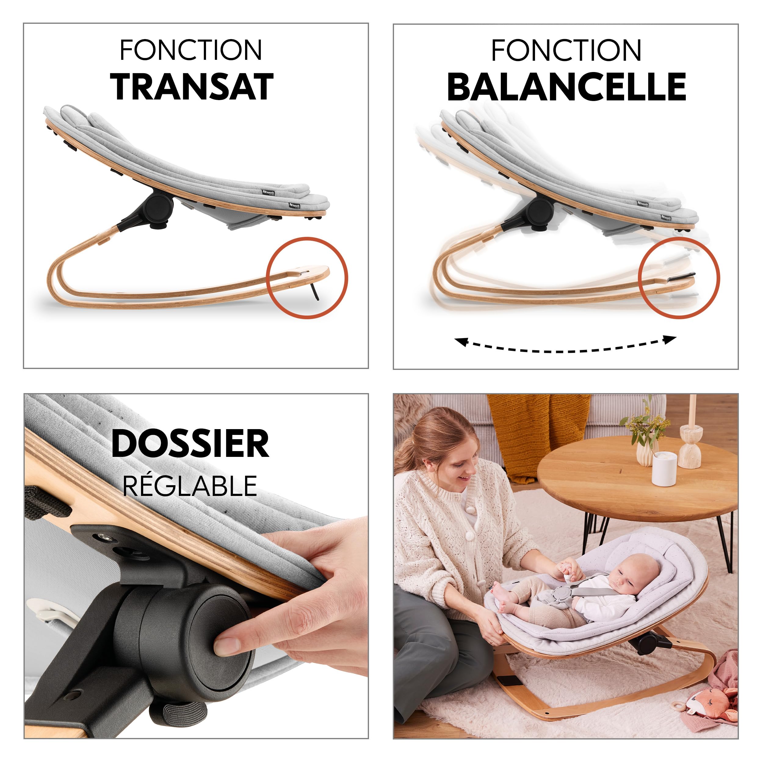 hauck Chaise Haute Bébé Alpha+ avec Siège Nouveau-né Eco – Black | Chaise haute évolutive en bois, de la naissance à 90 kg, inclus assise bébé ergonomique, coussin et harnais