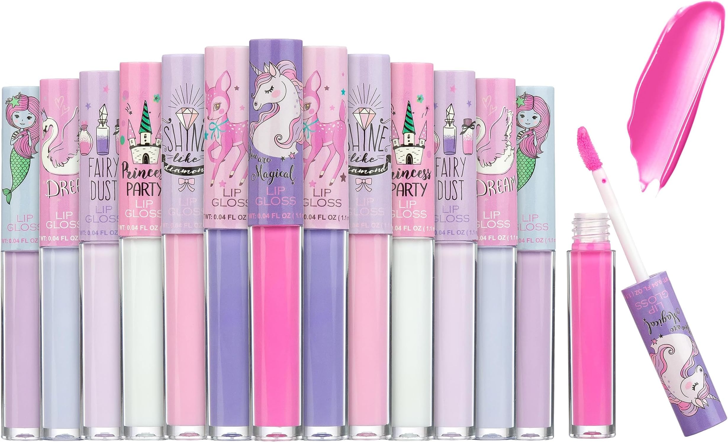 EXPRESSIONS "You Are Magical Lip Gloss Pack Kids/Teen Girls - 14 Piece Lip Gloss Wand Set, Glittery Fruity Flavors, Ages 5+ Sweet Fruity Flavors, Non Toxic, Kid Friendly, Party Gift, Best Friend