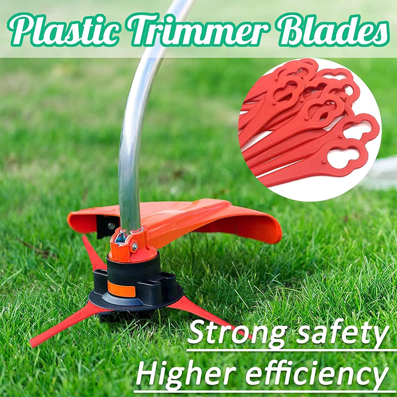 Acehome 100 Pcs Plastic Grass Trimmer Blades, Cordless Strimmer Blades 83 mm Lawn Mower Cutting Blades Garden Mower Replacement Blades for Swift Ryobi VonHaus Grass Strimmer