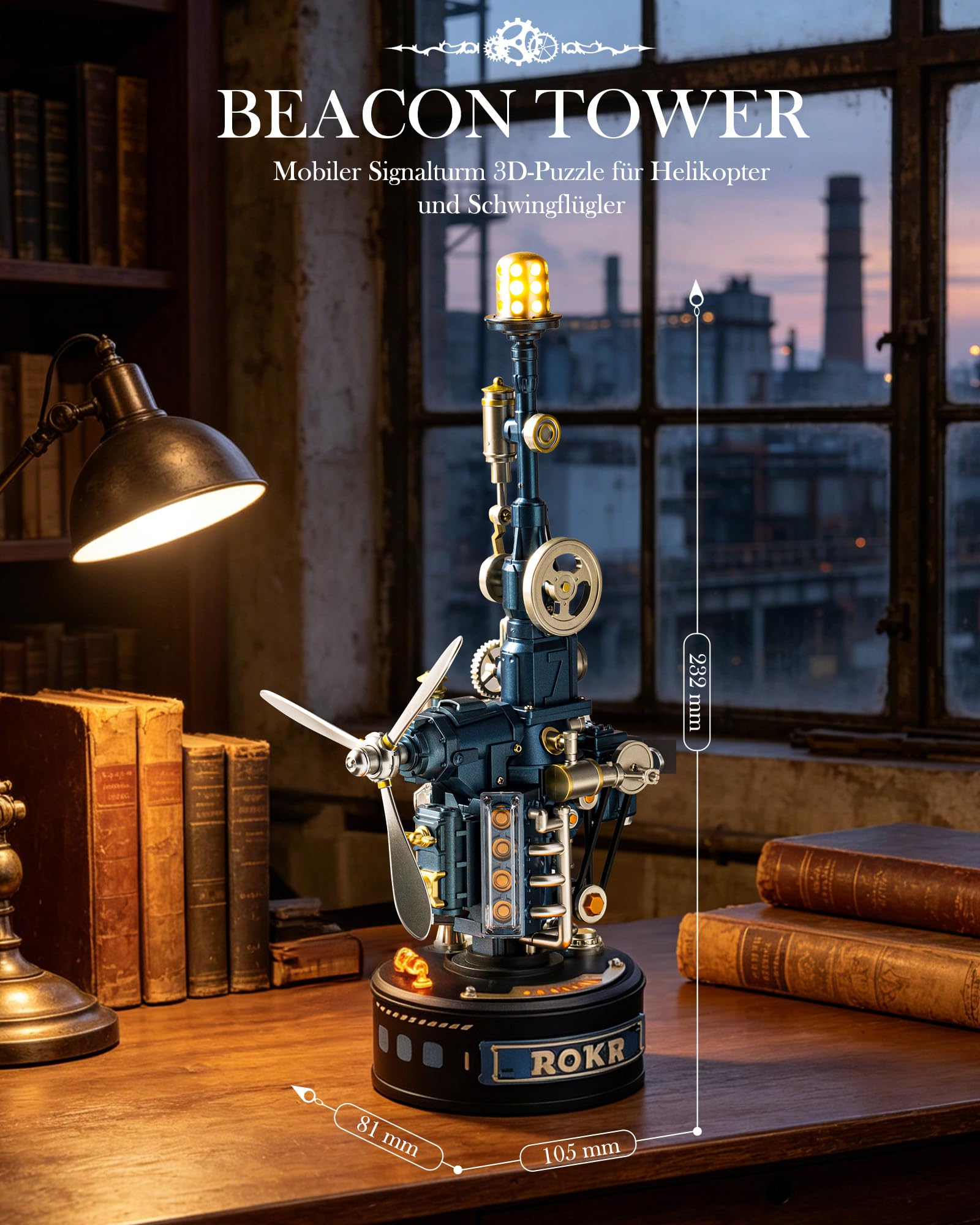 ROKR 3D Puzzle Kunststoff Metall Modelle Bausätze Erwachsene Leuchtturm, DIY-Bastelgeschenke Industriestadt (Beacon Tower) CGL04