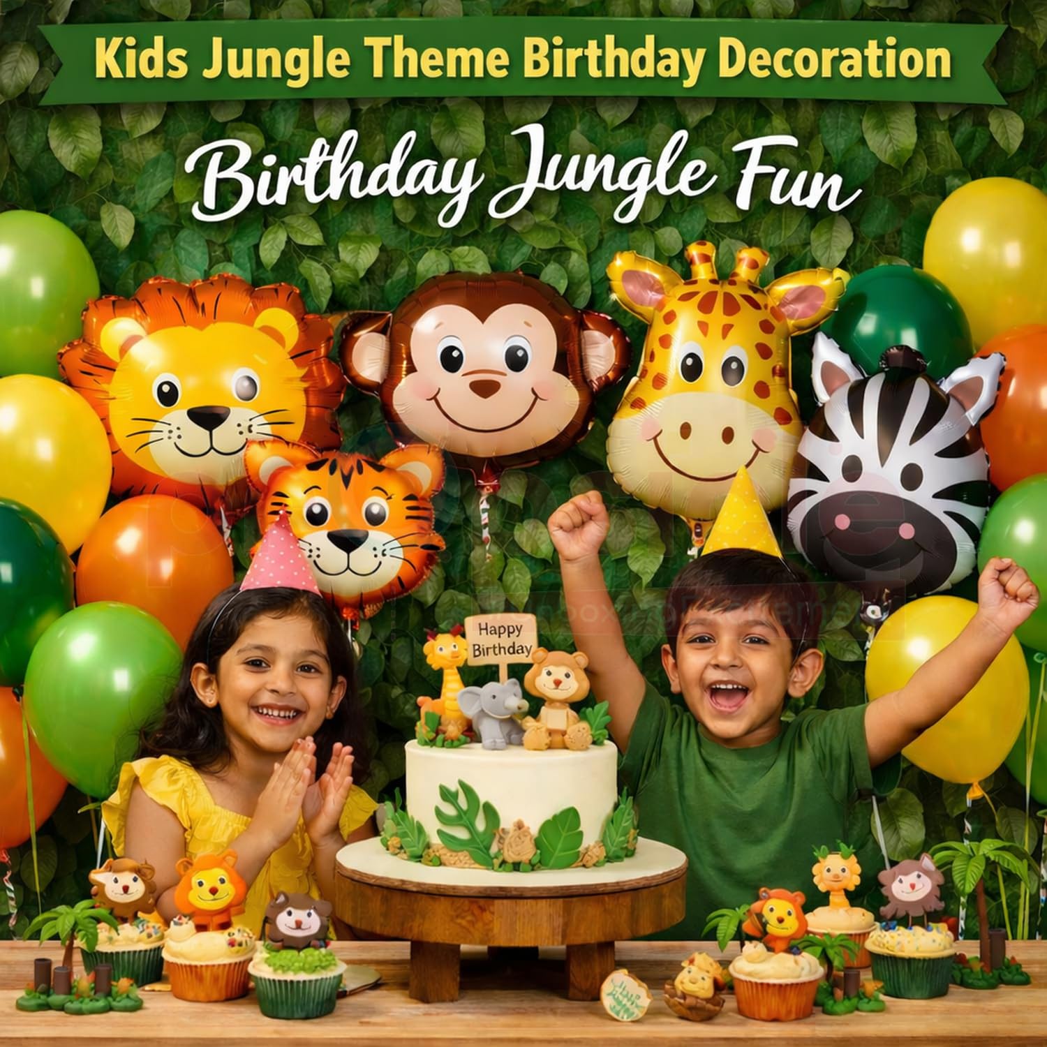 Propsicle Jungle Safari Animal Theme Foil Balloons Kids Birthday Decoration 2