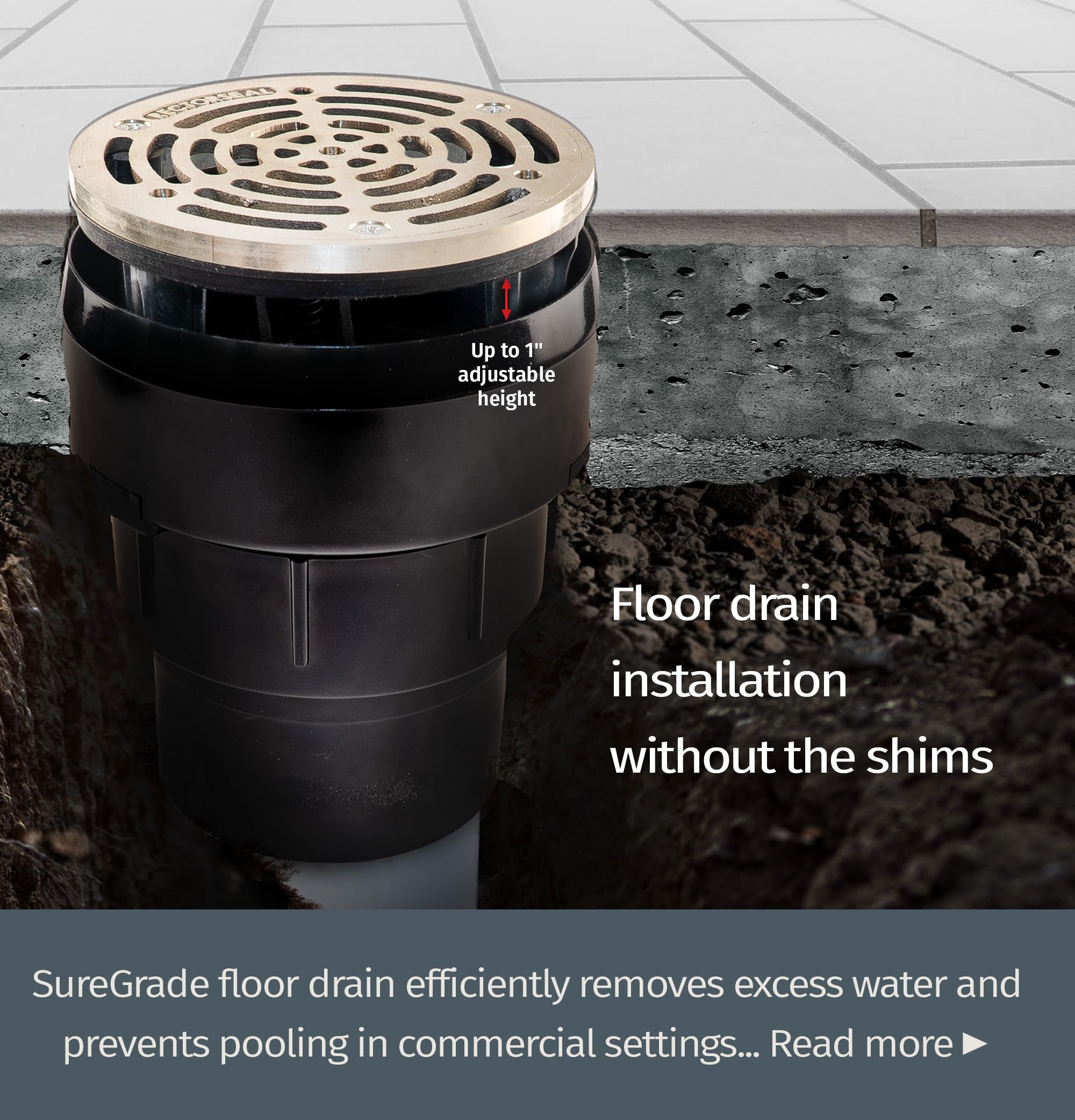 RectorSeal SureGrade 97071 Siphon de sol réglable en ABS Bronze