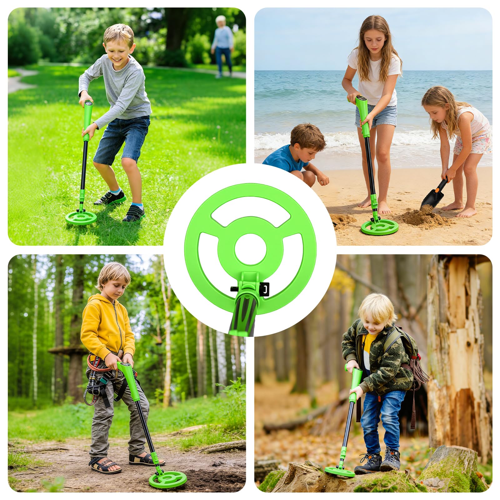 Detector de metales para niños, Detectores de metales de alta precisión con pantalla LCD, detector de metales ligero para niños con mango ajustable, bobina de búsqueda de 6 '' impermeable para