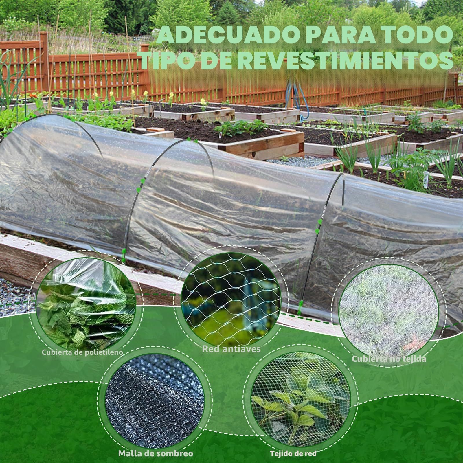 Raxfekro 30 piezas de arcos para túnel de invernadero, arcos de túnel de película para maceta elevada, soportes de túnel de jardín, anillos abovedados de túnel de plantación para proteger contra