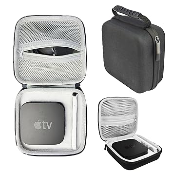 Hard Case Compatible with Apple TV 4K 2022 2021 32GB 64GB 5th Generation or Apple TV Previous Model, Portable Carrying Case Suitable for Travel, Organizer (Black)