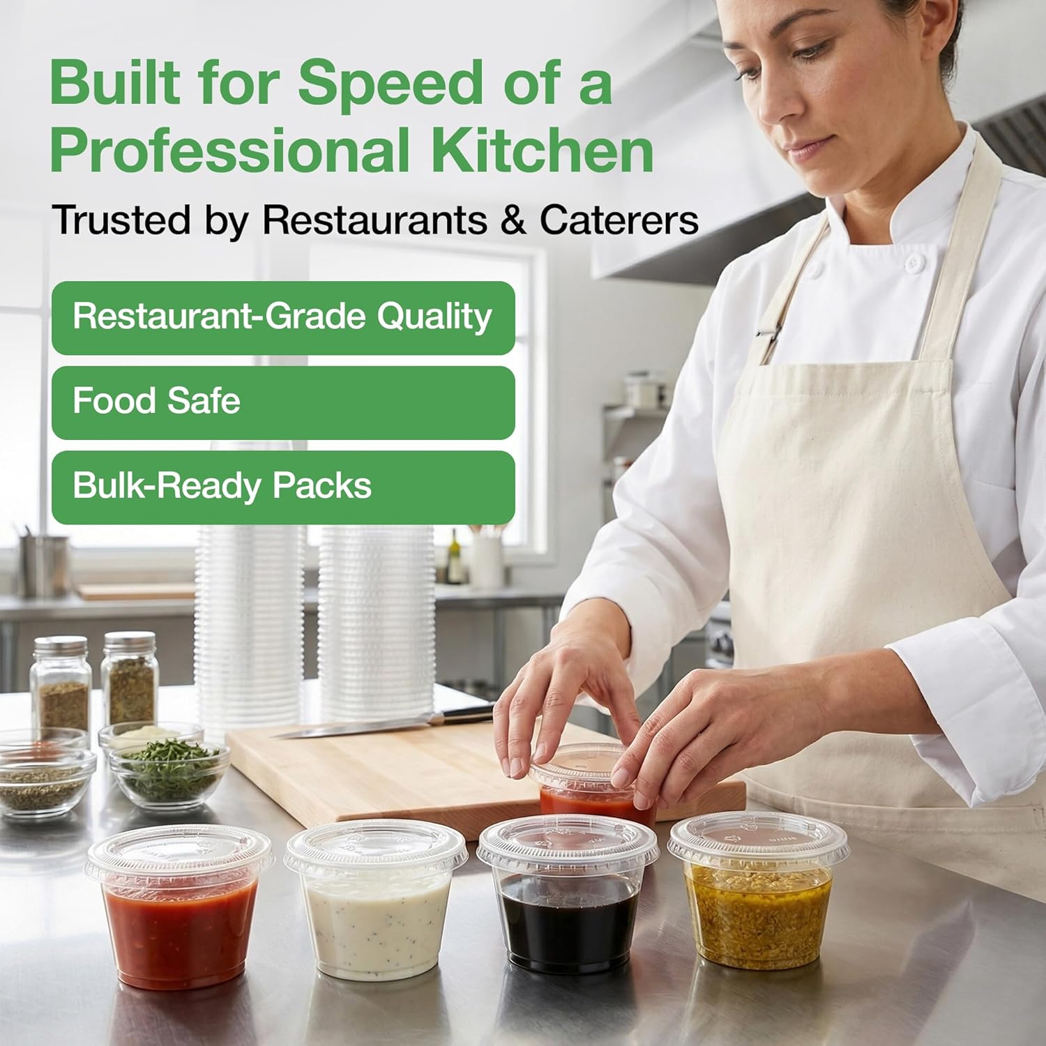 4 oz Plastic Portion Cups with Lids, 1000 Count, Dessert Cups with Lids, Jello Shot Cups with Lids, Small Plastic Cups for Salad Dressing & Condiments, BPA Free, Recyclable, Stackable