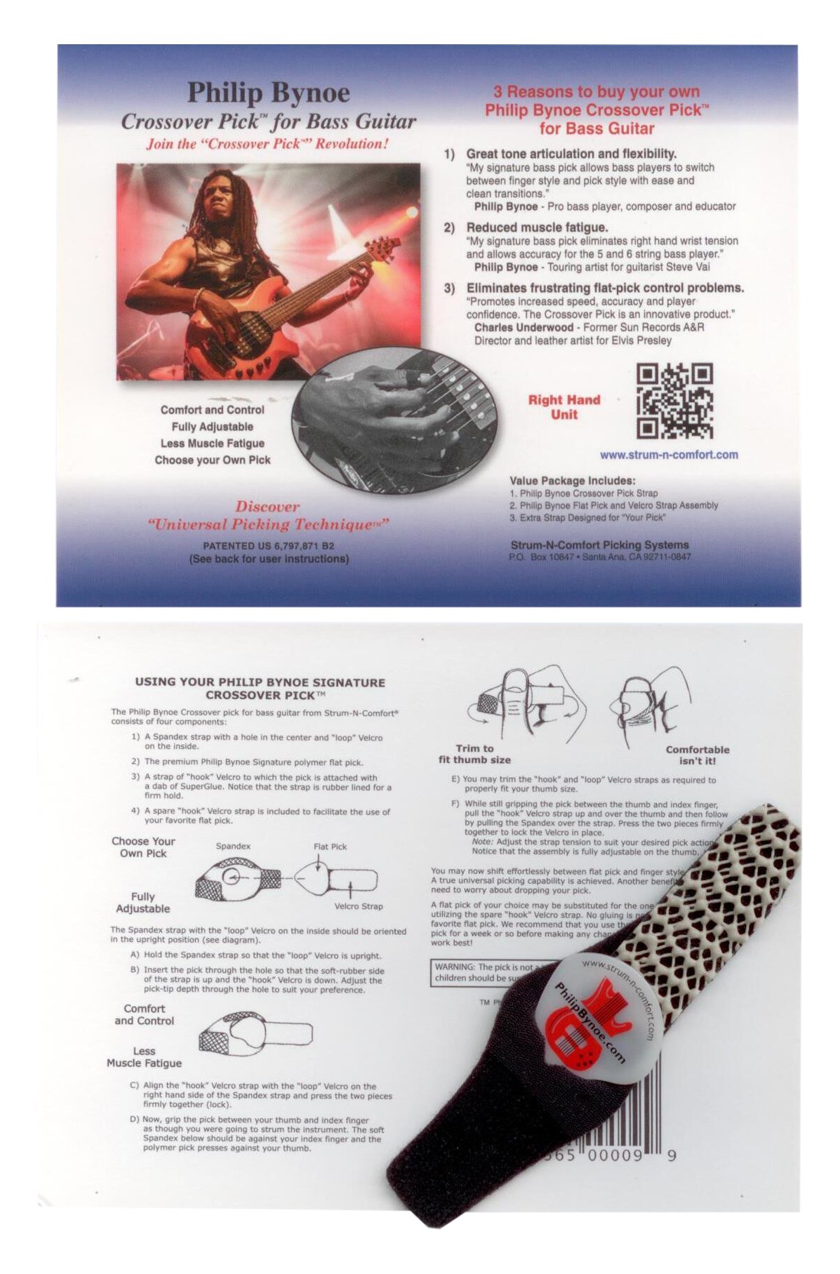 Strum-N-Comfort SNC-PB1.2 Bass/S Philip Bynoe Signature Crossover Pick for Bass Guitar in a Single Pack