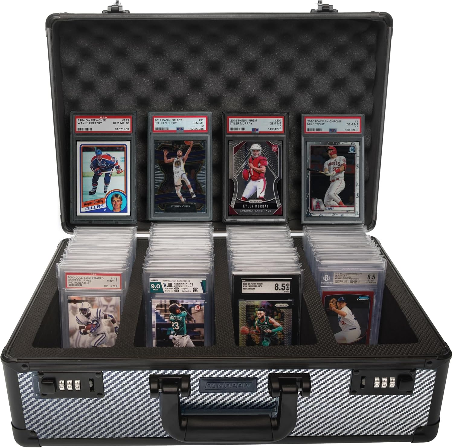 SLAB ARMOR FUSION 160+ 4 Row Psa Graded Card Storage Box Graded Card Case Psa Slab Case for Graded Cards Baseball Card Cases for Sports Cards Storage Sports (CARBON FIBER)