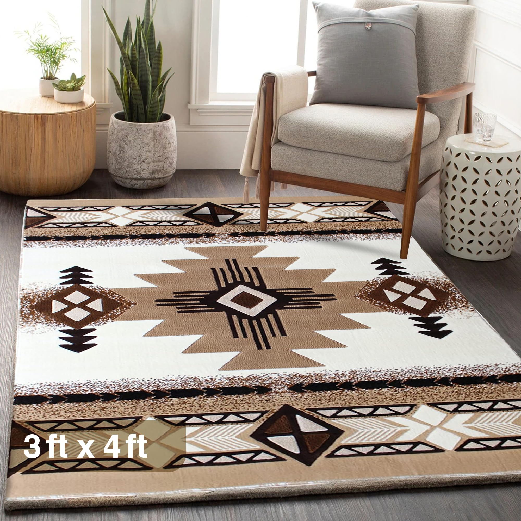 YHSF South West Native American Area Rug C318 - Easy Clean, Thick, Soft, Durable Native Tribal American Indian Inspired Rug for Bedroom/Living Room