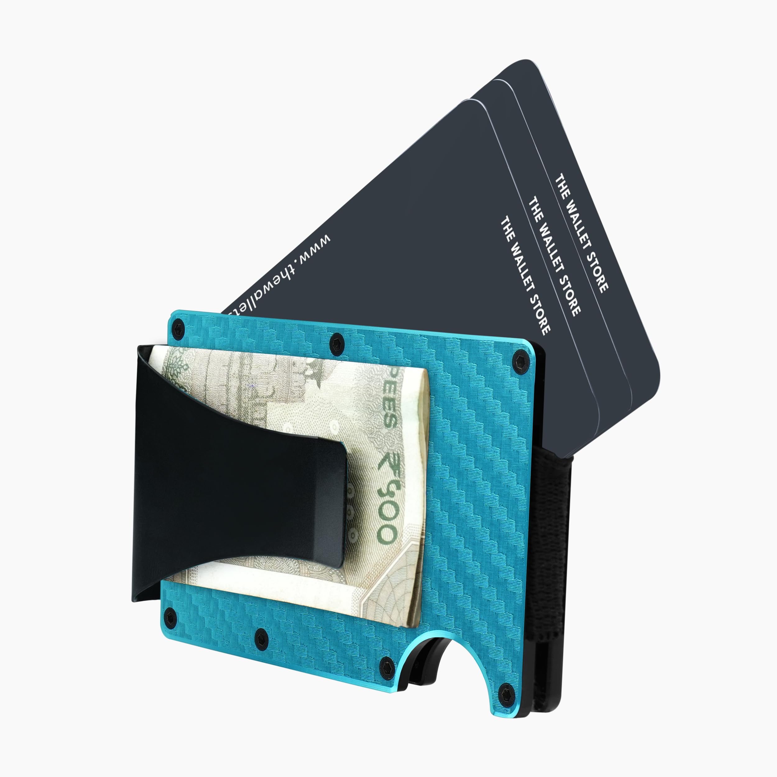 The Wallet Store Clip & Carry Metal Card Holder (Blue)