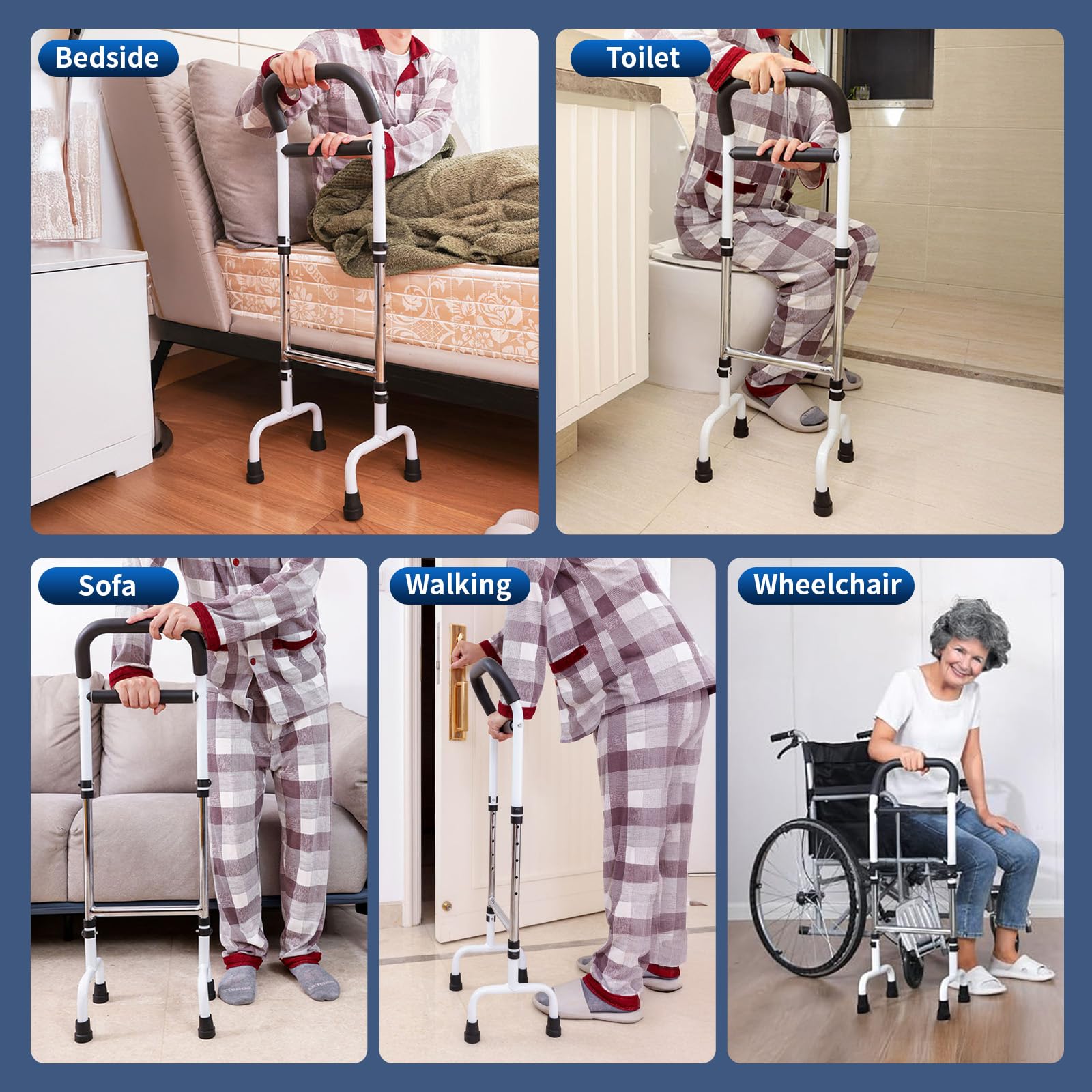 Ayuda para levantarse para personas mayores - Andador para ancianos, diseño mejorado, ajuste de altura en 6 niveles, estructura robusta con pies antideslizantes, ideal para mayor seguridad y comodidad