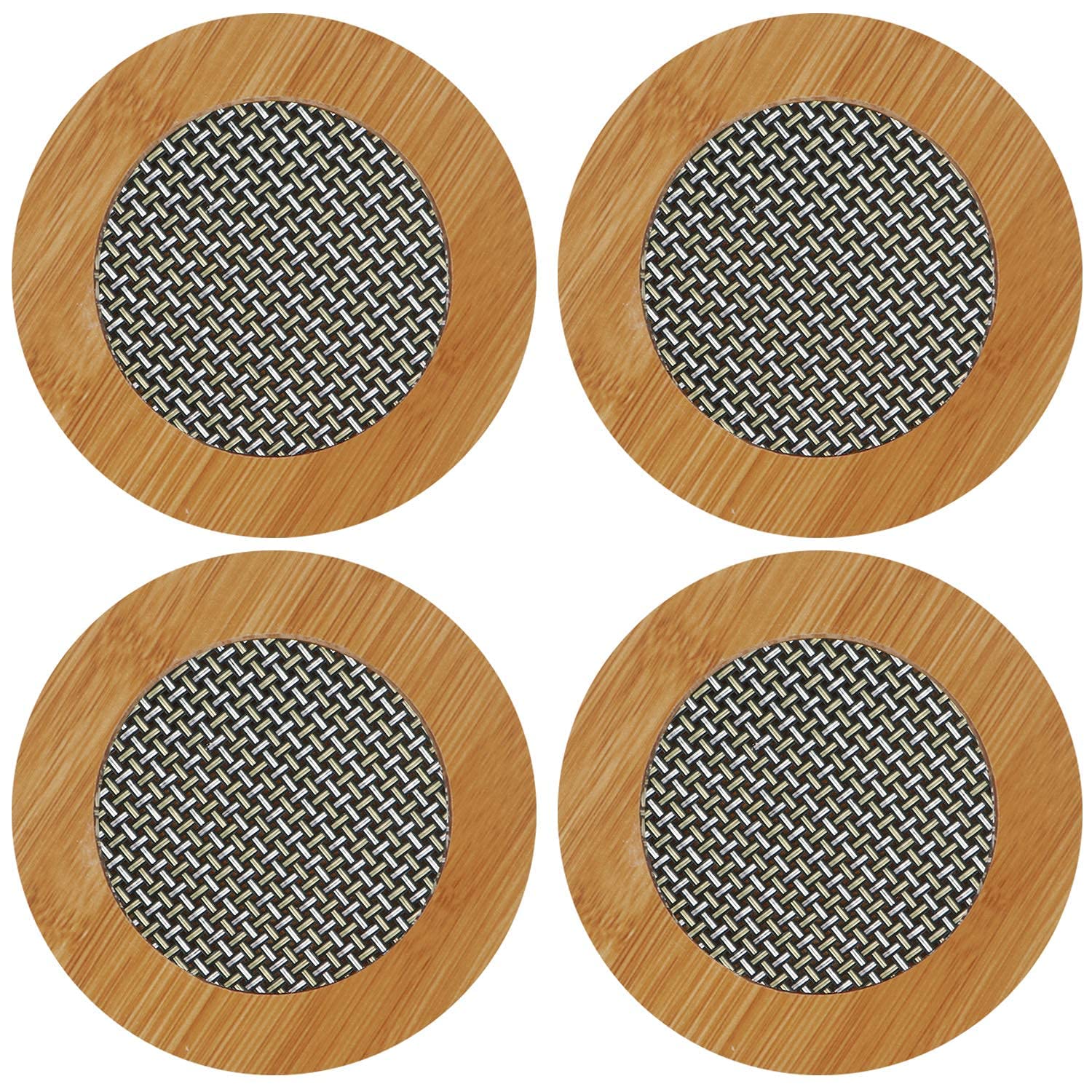 HOKIPO Eco-Friendly Bamboo Wooden Coasters for Home Pan Pot Holder for Dining Table Heat Pad for Kitchen - Pack of 4 (AR-6694 * 2)-image-15