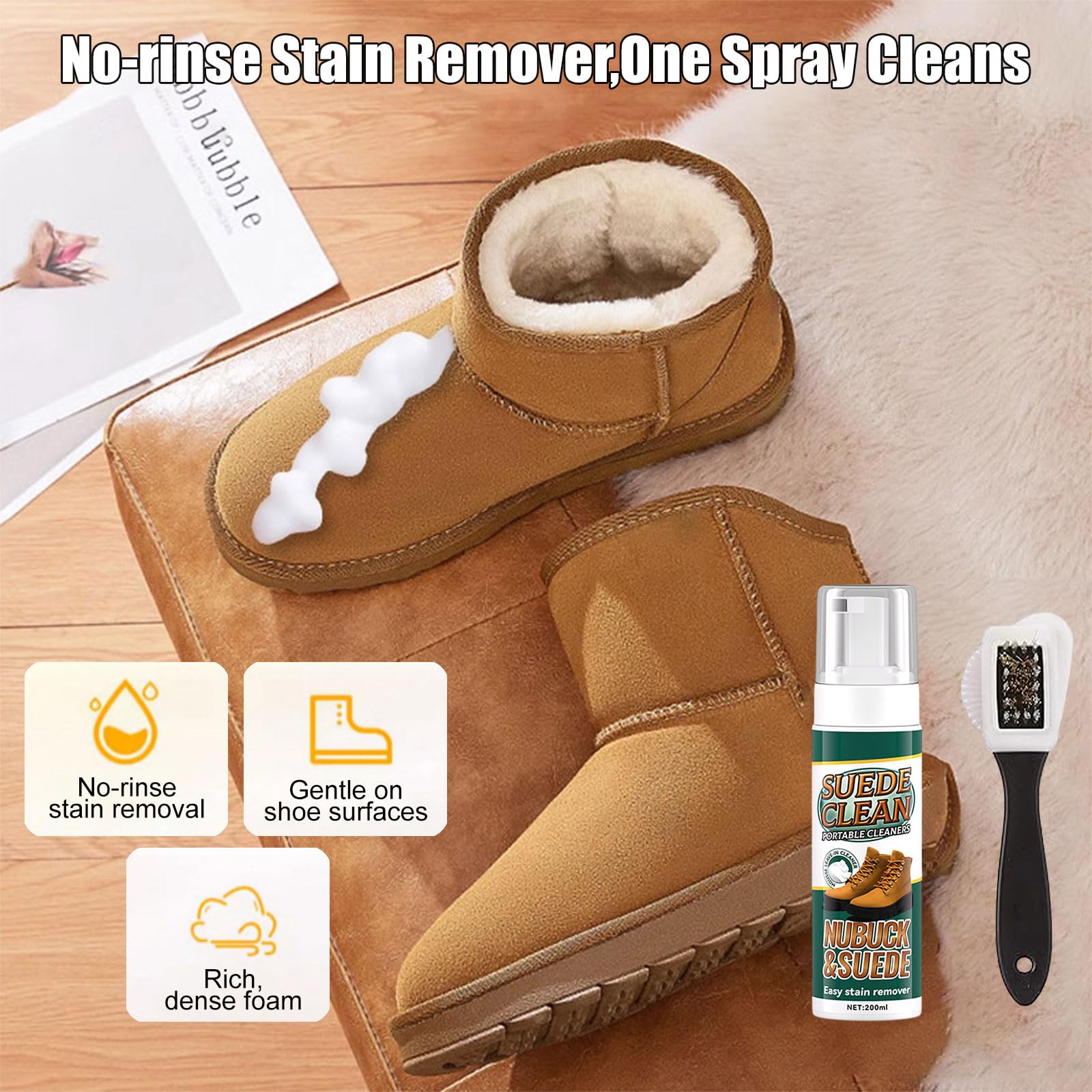 Suede Cleaner,Limpiador Zapatillas,Limpiador Ante con Cepillo,Limpiador Gamuza,Kit Limpieza para Gamuza,Limpieza Zapatos Nobuk,Kit Limpieza Zapatos,para Zapatos,Botas,Bolsos,Chaquetas