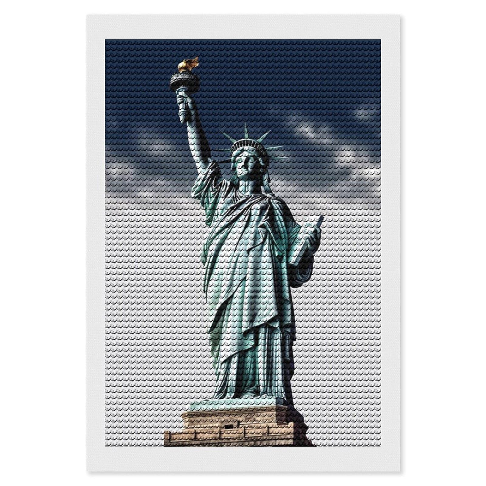 FodPand Statue of Liberty 5D Diamond Painting Kits for Adults Beginners Full Drill Round Diamond Dots Pictures Gem Art Supplies for Home Wall Room Decoration DIY Craft Set Gift 8x12