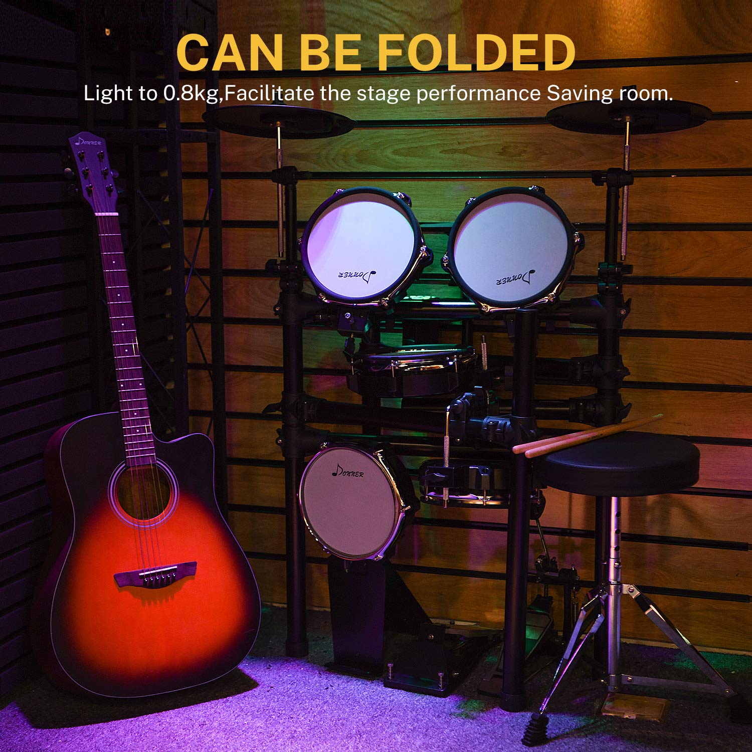 Buy Donner DED200 Electric Drum Set Electronic Kit with 5 Drums 3 Cymbals, Electric Drum, Audio